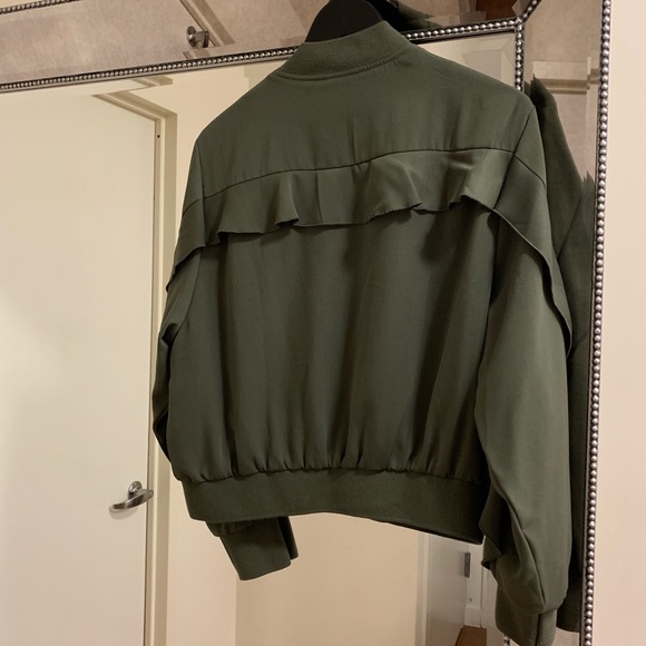 Olive Green Ruffle Bomber - Picture 2 of 8